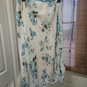 B Darlin Blue and White Floral A-Line Skirt